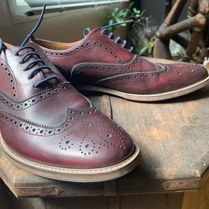 ALDO wingtip men’s leather shoes in maroon color